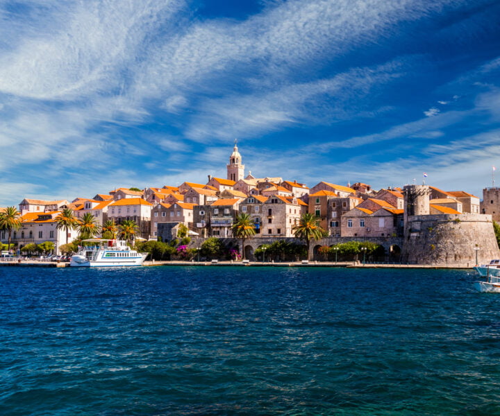 View of Korcula old town on Korcula island, Croatia.